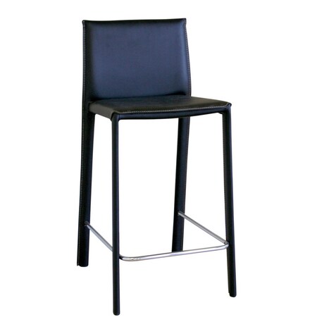 Baxton Studio Crawford Black Leather Counter Height Stool, PK2 A-2327